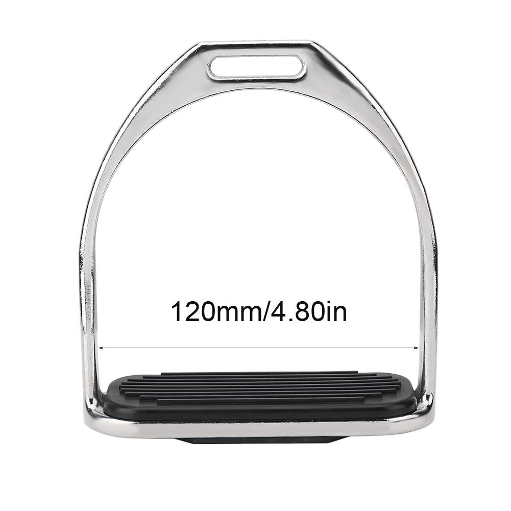 1 Pair Iron Horse Stirrups, 4.8inch Riding Equestrian Plating Iron Horse Stirrups with Black Rubber Horse Mat for Horse Riding Equestrian Accessories