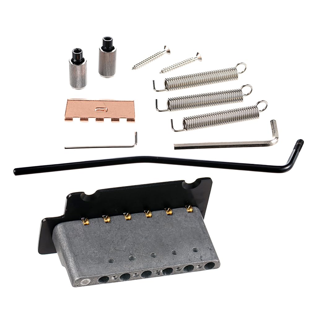 ST Guitar Tremolo Bridge 52.5mm(6 Strings) Spceing Double System Bridge 2-Point for Strat Electric Guitar Replacement Electric Guitar Tremolo Bridge, Chrome