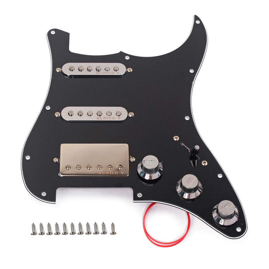 Ogdni Prewired Loaded Pickguard,Electric Guitar Pickguard with SSH Pickup Set, 3-ply Humbucker for Stratocaster Pick Guard Loaded High Output Alnico V Single Coil Pick-ups Replacement Parts