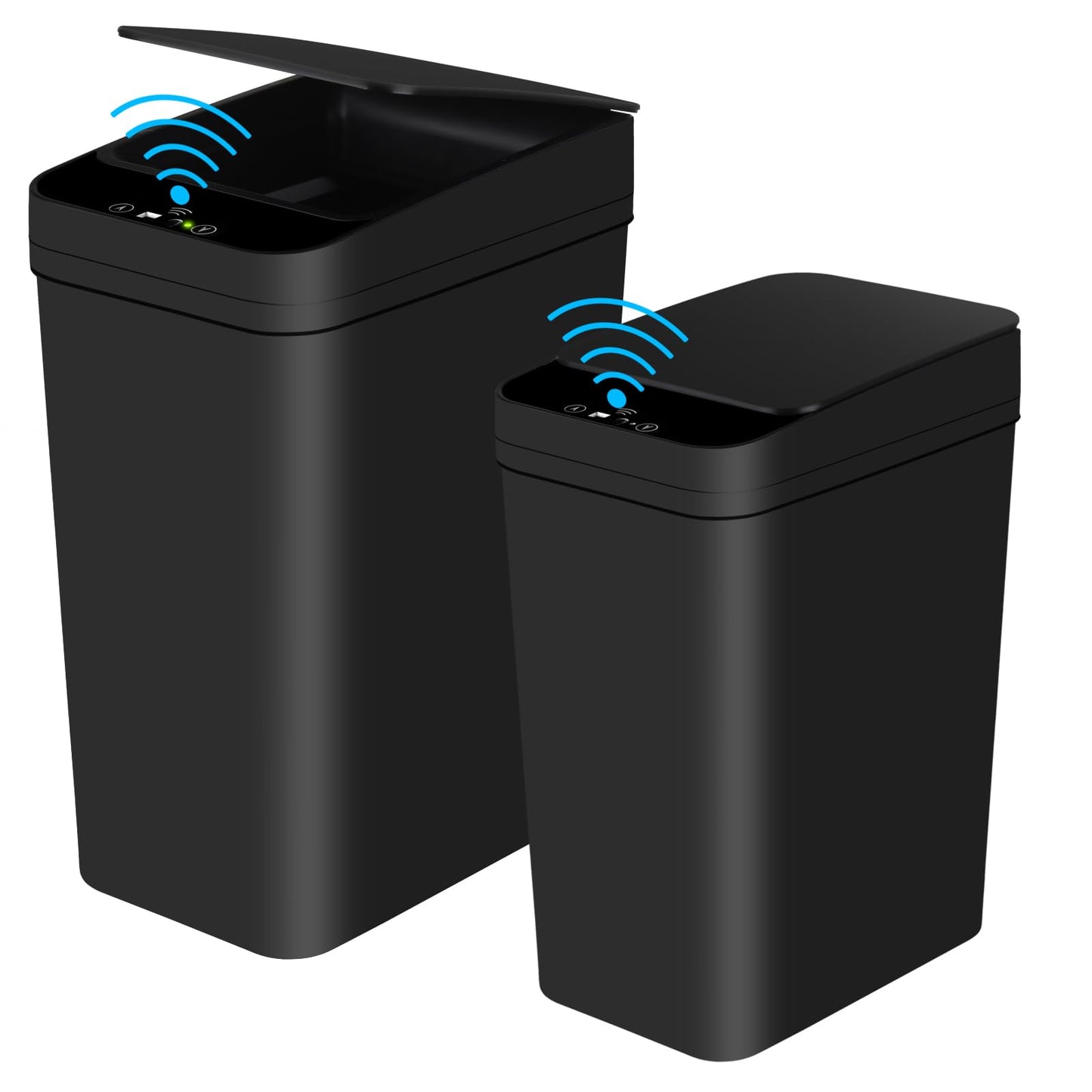 Anborry Bathroom Automatic Trash Can 2 Pack 2.2 Gallon Touchless Motion Sensor Small Slim Garbage Can with Lid Smart Electric Narrow Garbage Bin for Bedroom Office Kitchen (Black)
