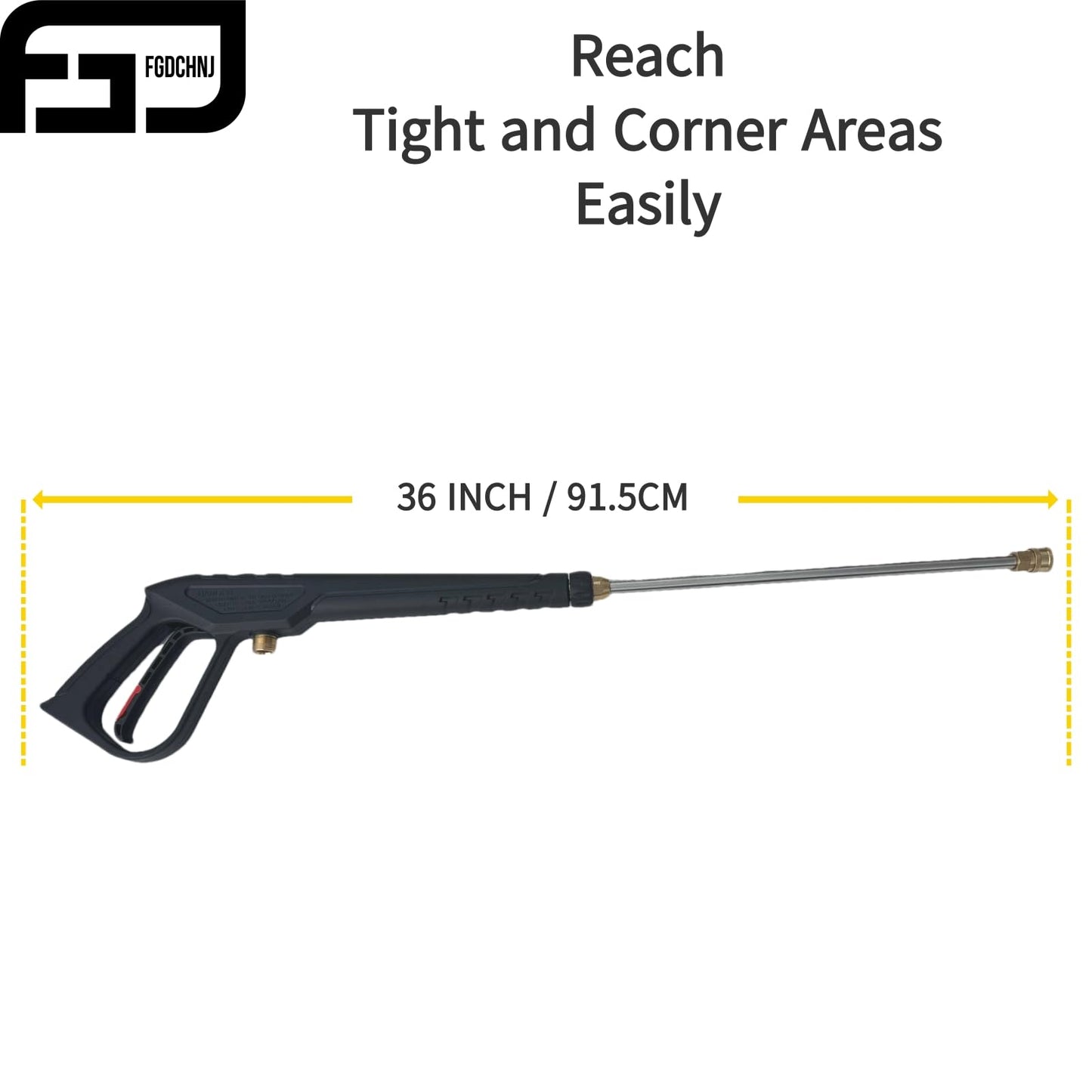 FGDCHNJ Replacement Pressure Washer Gun with Extension Wand, Power Spray Car Wash Gun with M22-14mm Thread Fitting, 5 Nozzle Tips, 36 Inch, 3600 PSI