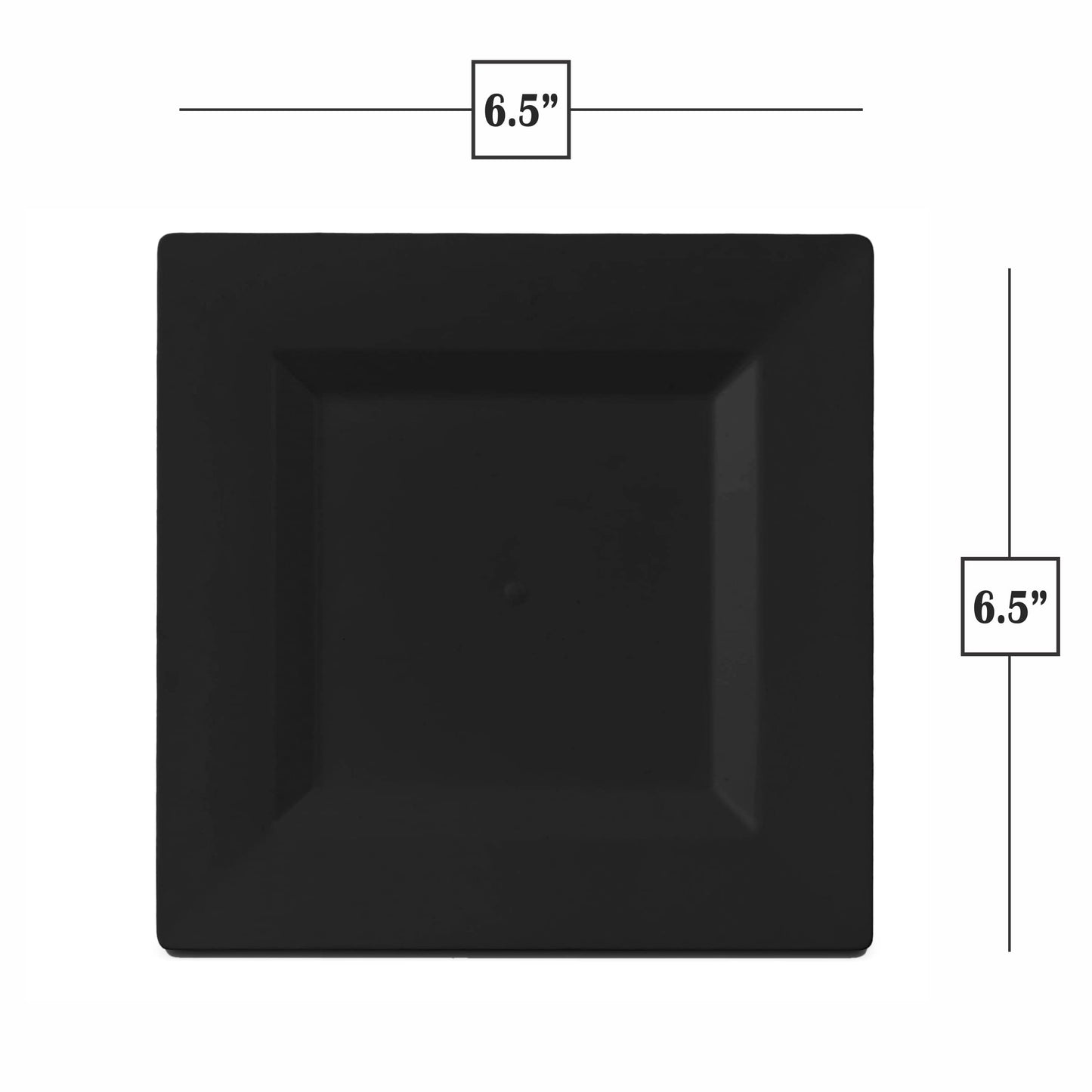 BloominGoods Plastic Disposable Square Dessert Plates | 50-Pack 6.5 inches Black Appetizer/Salad Square Plates | Ideal for Weddings, Parties, Catering | Heavy Duty & Non Toxic