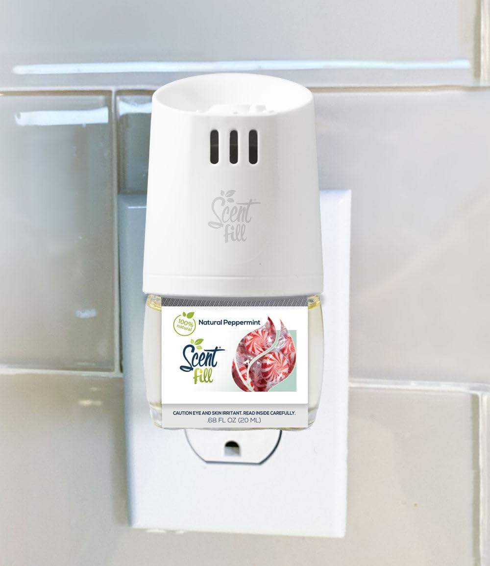 Scent Fill 100% Natural Fresh Peppermint Plug in Refills Air Freshener, Scented Oil Refills, 3 Refills
