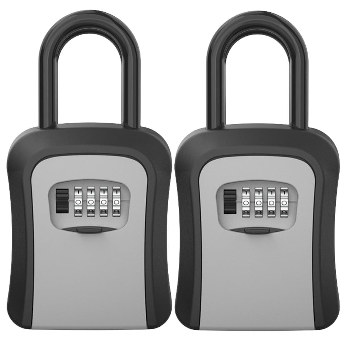 Key Lock Box, Lockboxes for Realtors, Made of Metal Weatherproof 4-Digit Combination Key Lockbox Portable Wall Mounted & Hanging Security Lockbox for Indoor/Outdoor Use, Holds 6 Keys (2 Pack, Grey)