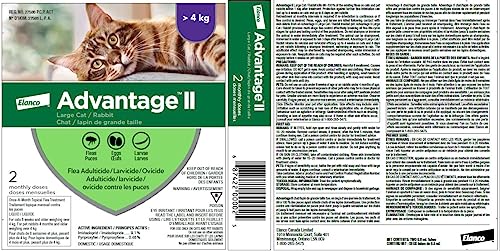 Advantage II Flea Protection for Large Cats weighing over 4 kg (over 9 lbs.) - 2 doses