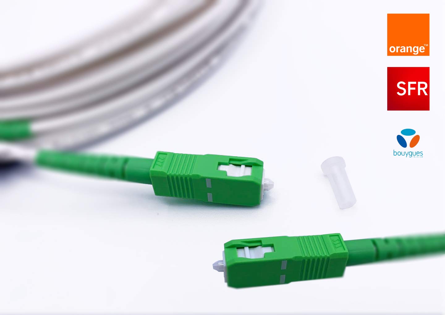 Elfcam® - 40m/131.23ft Fiber Optic Cable SCA to SCA Simplex Singlemode 9/125μm LSZH, Compatible with FTTH Cables, Rogers, Bell and Telus, White Color, 40 Meters