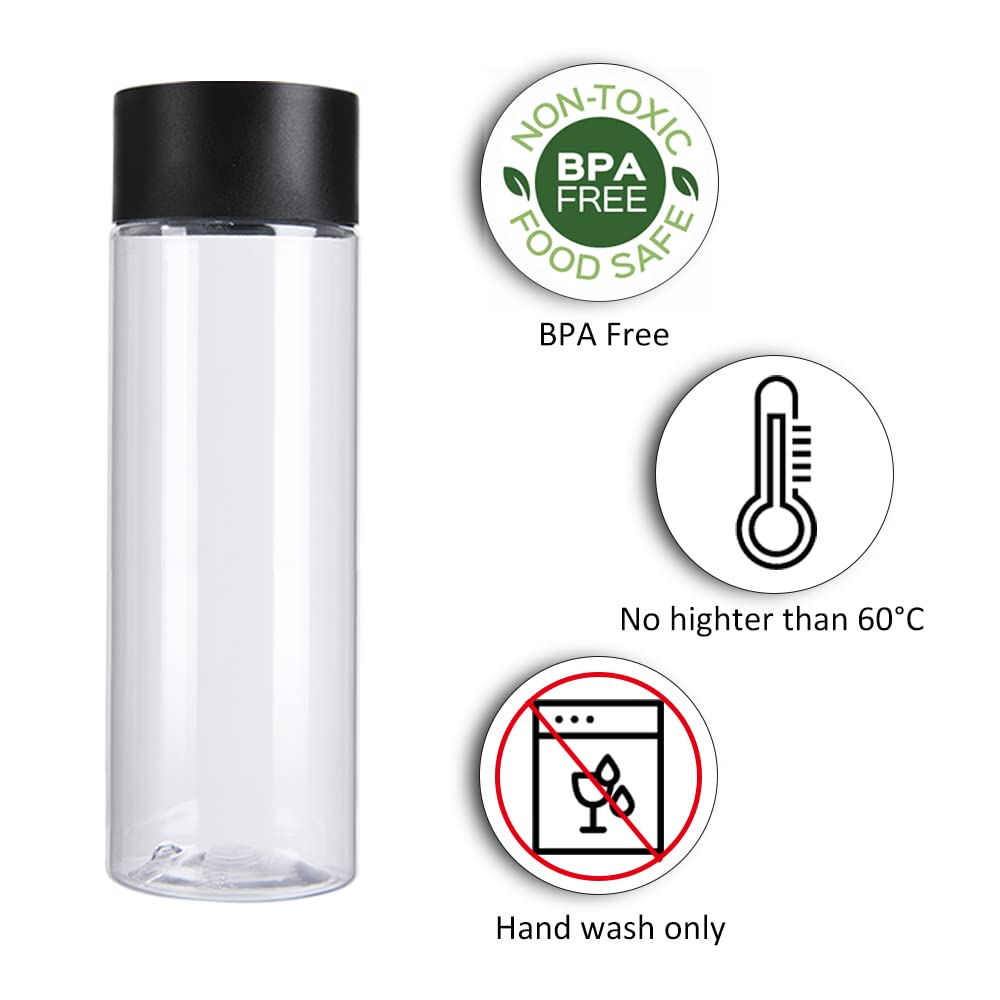 ZMYBCPACK 24 Pack 10 OZ (300 ml) Clear PET Plastic Juice Bottles with Black Lids - Plastic Smoothie Bottles for Juice, Milk, Homemade Beverages