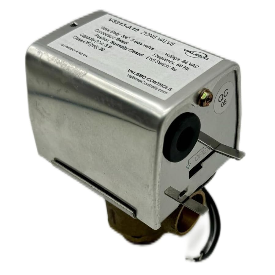 Valemo V3313-A10 Motorized Zone Valve, 3-way 3/4", Sweat, 24 VAC, No End Switch