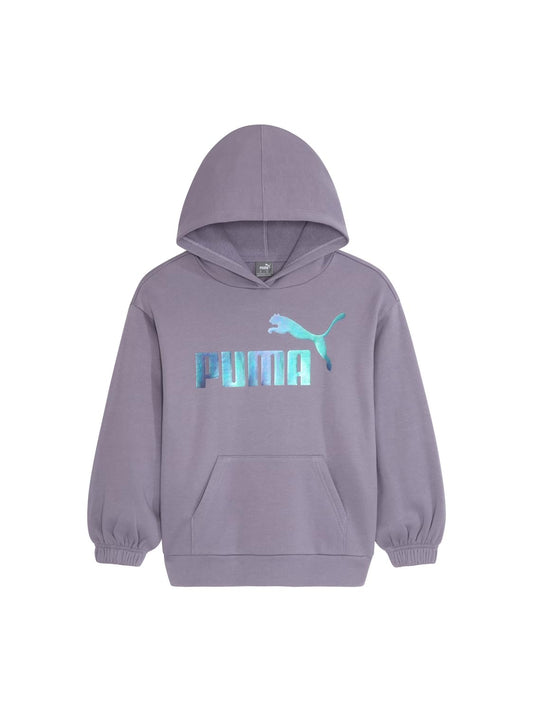 Puma Girls' Oversized Hoodie, Fleece Lined, Logo Graphics, Pale Plum, Medium