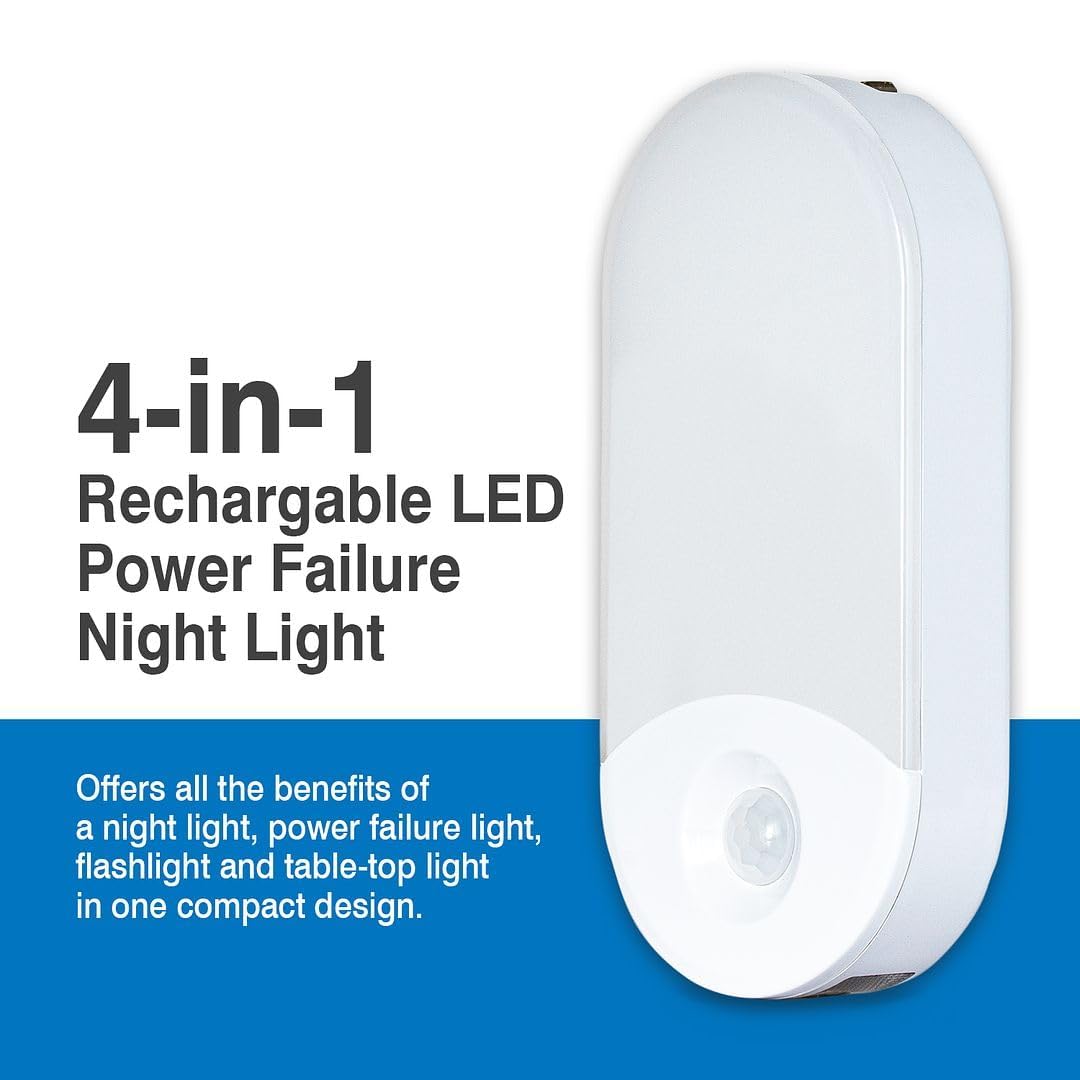 Camelion 3-Pack 4-in-1 Plug-in Power Failure Night Light, Motion and Light Sensor, Rechargeable Emergency Flashlight, Power Outage Light, Great for Emergency Preparedness, Hurricanes and Survival Kits