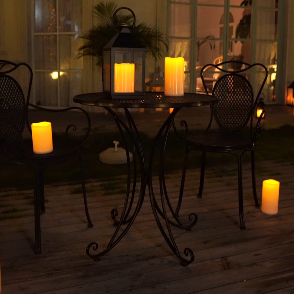 Homemory 10" x 4" Large Waterproof Outdoor Flameless Candles Flickering with Remote Control and Timer, Battery Operated LED Pillar Candles for Larterns, Home Graden Decoration, Set of 2