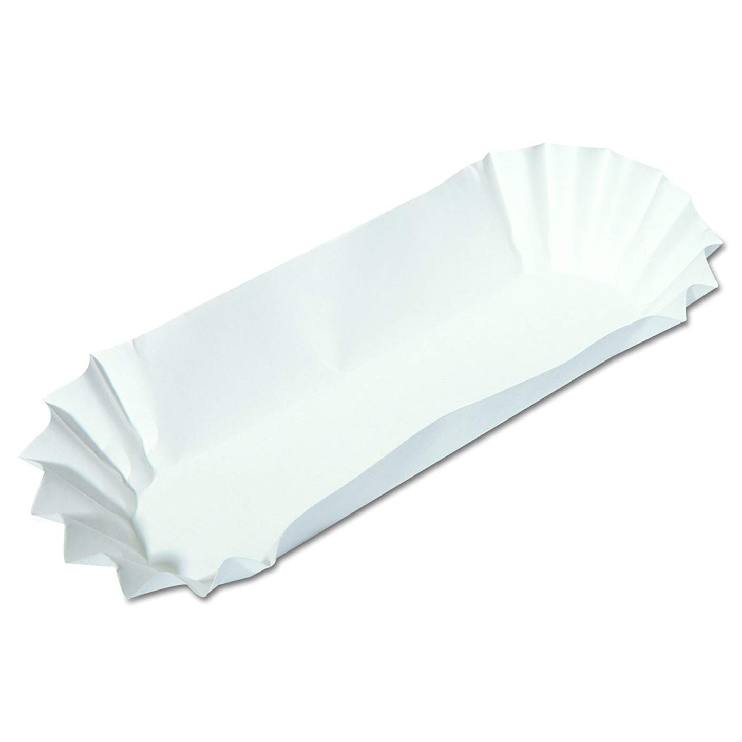 500 Paper Hot Dog Trays | White Hot Dog Wrappers | 8 Inch Hotdog Tray Holders Plates | Disposable Fluted Hotdog Boats | Hotdog Container - Concession Stand Trays - Hot Dog Cart Accessories
