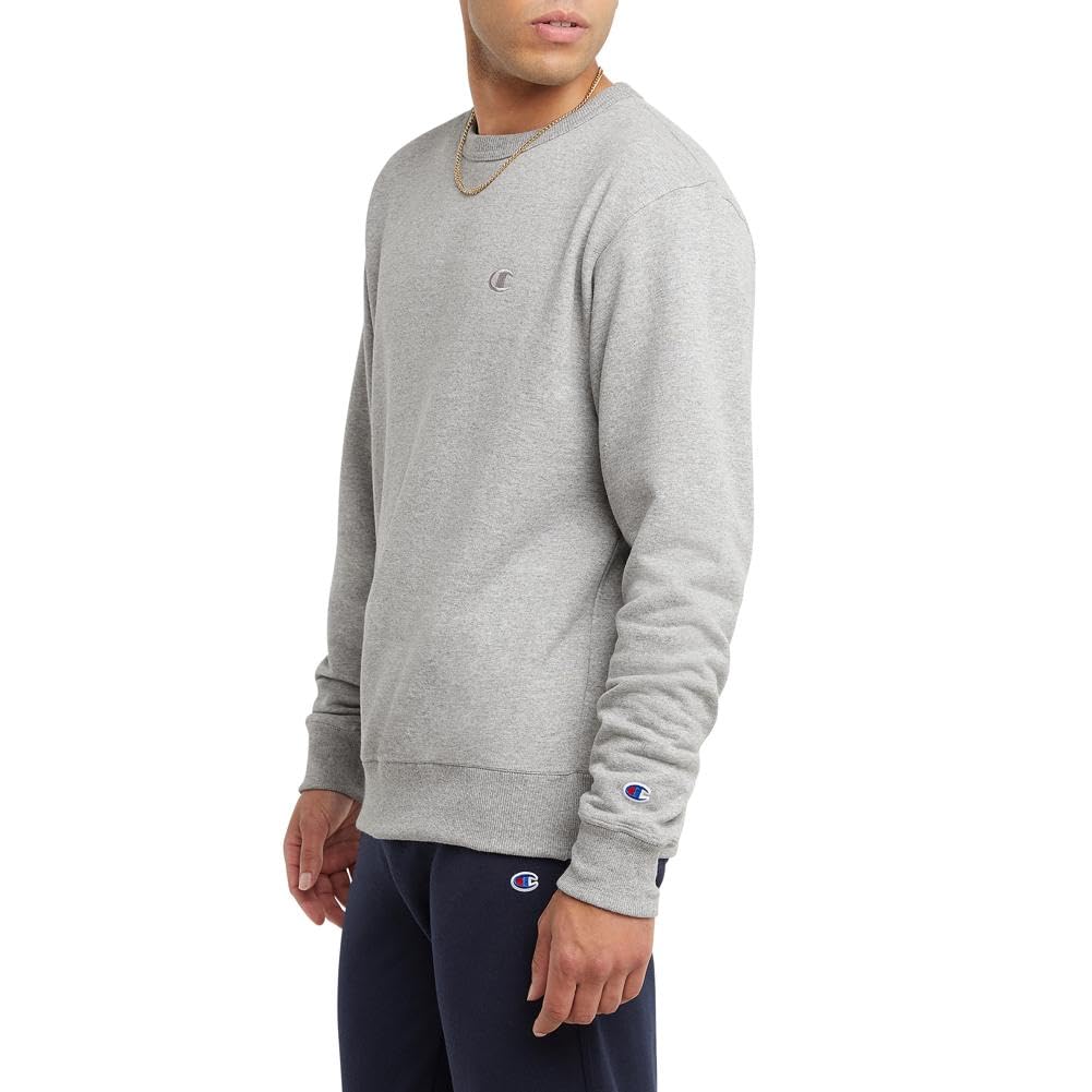Champion Men's Powerblend Pullover Sweatshirt, Oxford Grey, Large