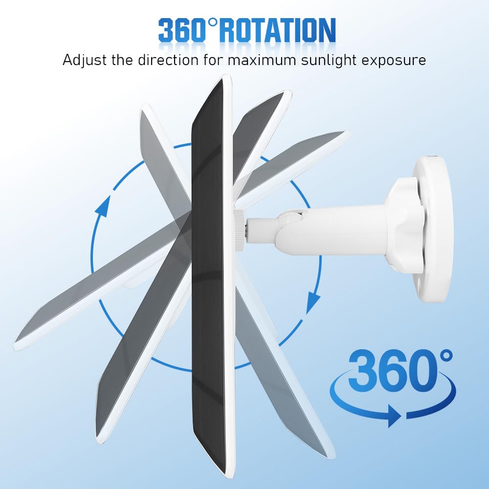 5W Solar Panel for Security Camera 2 Pack, 5V Solar Panel Charger is Compatible with WYZE Battery Cam Pro, Eufy Camera & Arlo Essential Spotlight/XL Spotlight Camera, with Micro USB, DC, USB-C port