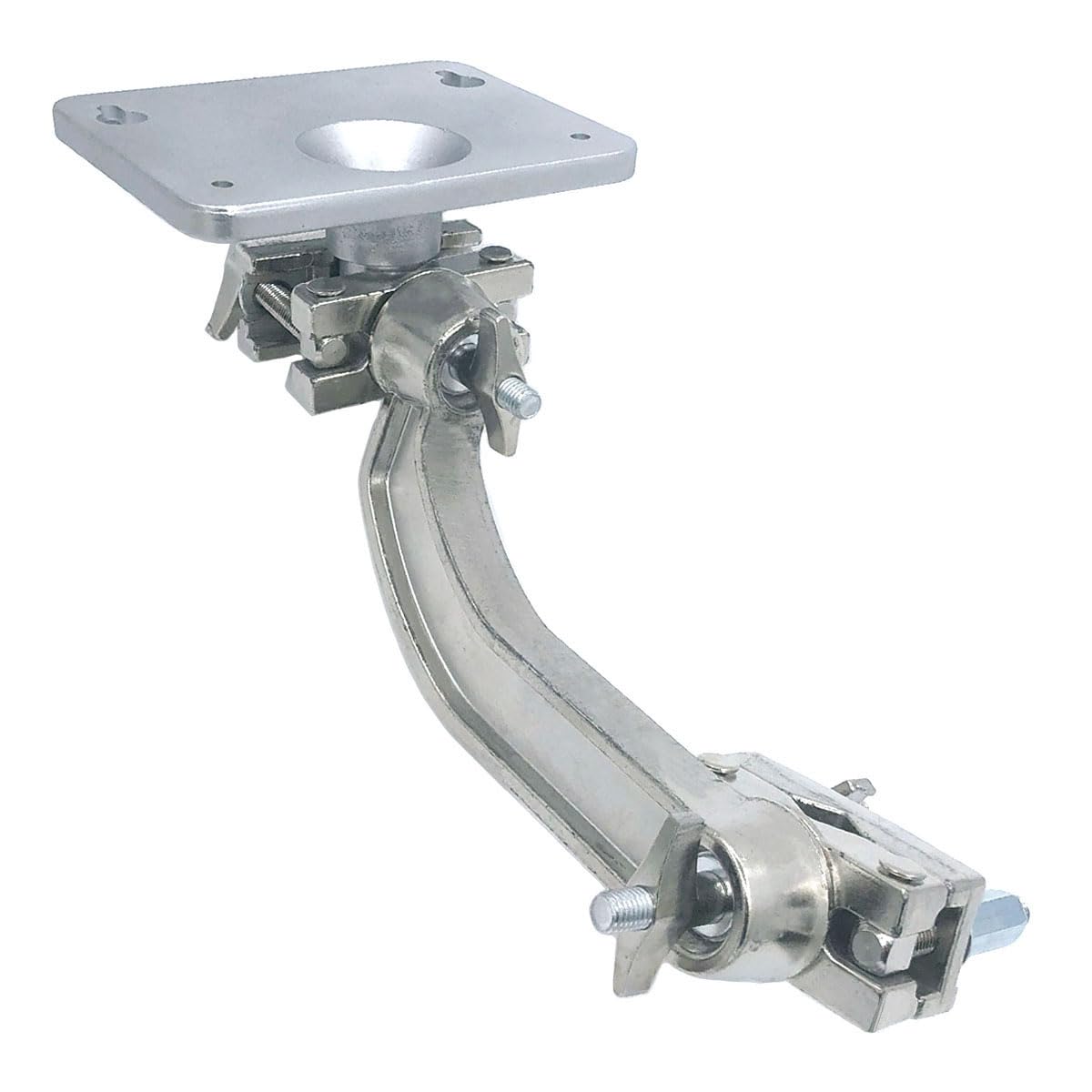 TUOREN Dual Drum Tilting Accessory Clamp with Electronic Module Mounting Plate Metal Electronic Drum Module Mount Holder for Electronic Controller Multi-Pad Drum Pads Drum Set Cymbal Stand