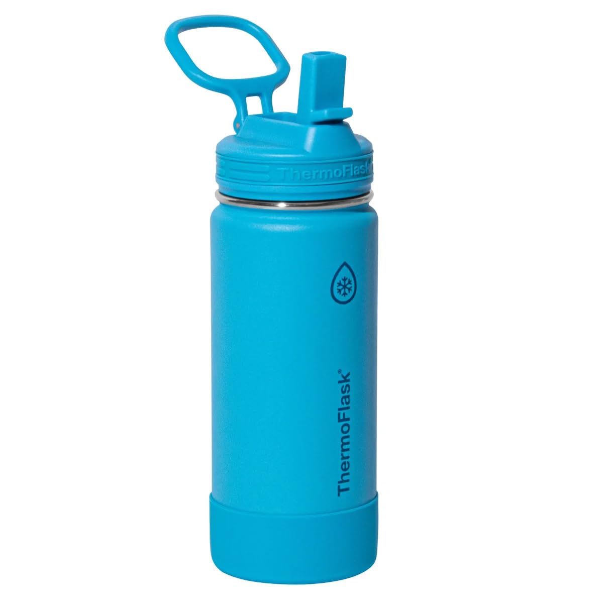 Thermoflask 16 oz Kids Bottle with Straw Lid - Durable & Dishwasher-Safe - Leakproof Design - Reusable for Everyday Use - Retro Blue/Lemonade Stand (2 Pack)