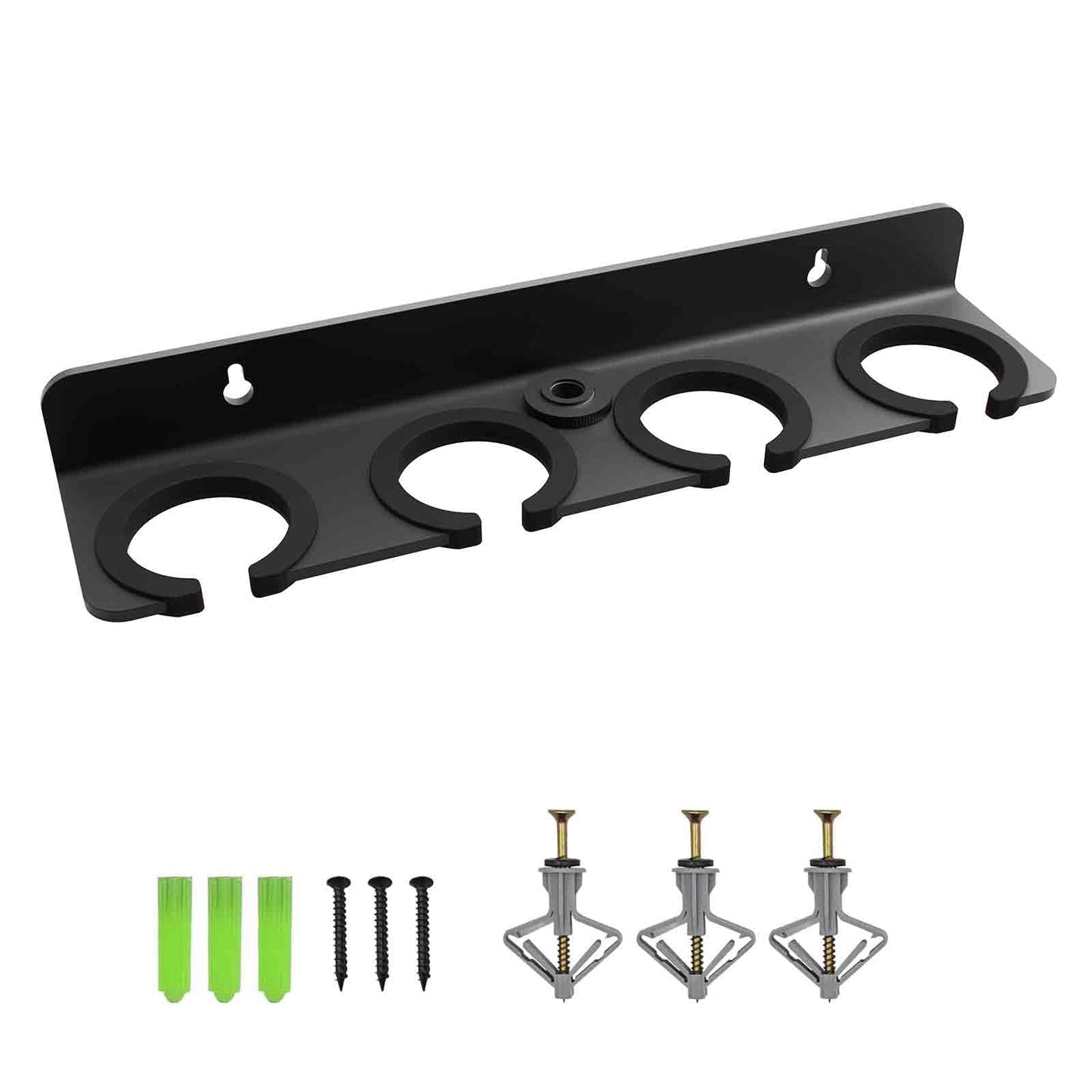 Multi Microphone Holder for Wired and Wireless Mics, Hold Up to 4 Mics, Multiple Mic Organizer Storage for Mic Stand, Rubber Padding/Wall Mounted or Mounted to 5/8"-27 or 3/8"-16 threaded Stands