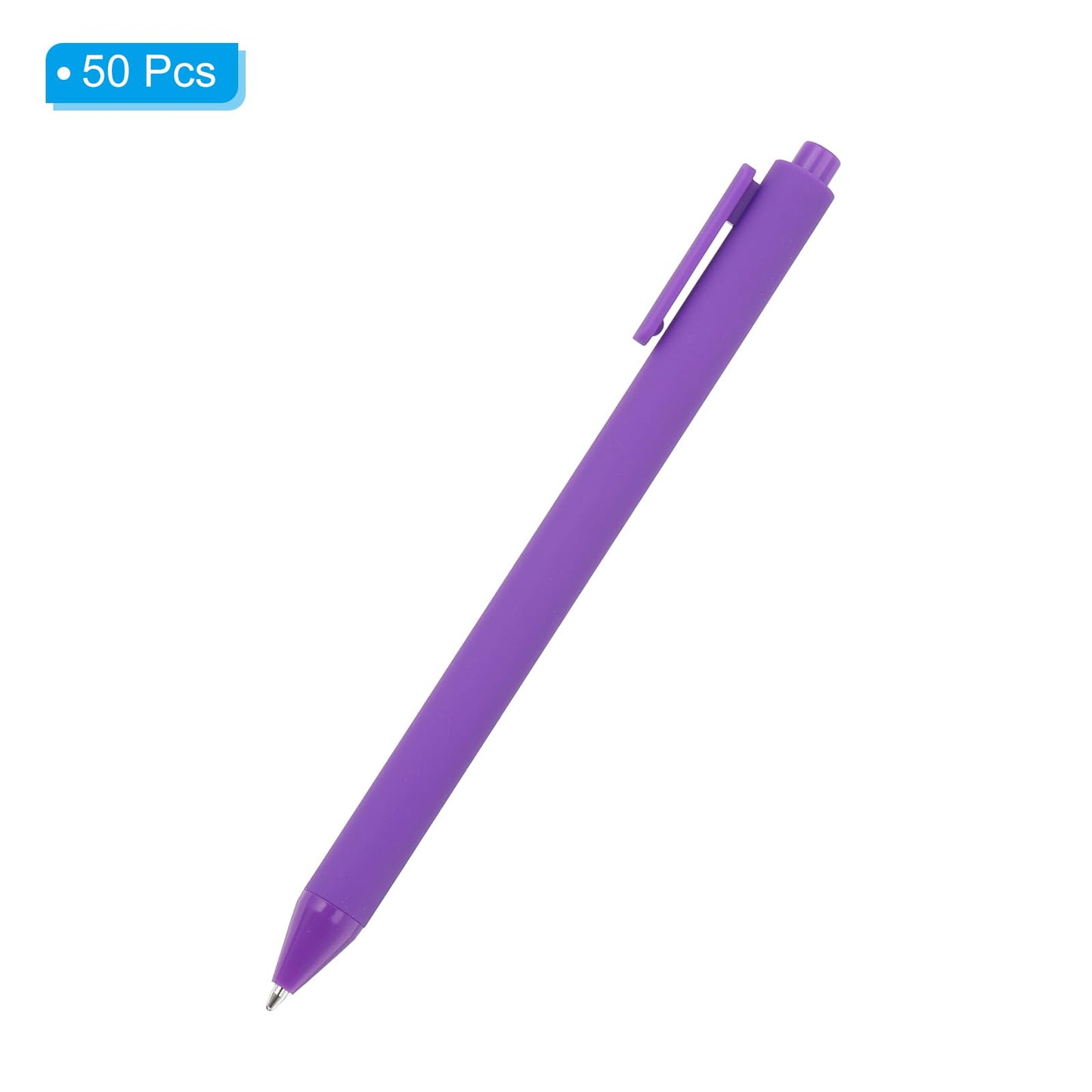 PATIKIL 50 Pack Black Barrel Click Pens, 1.0MM Black Ink Retractable Ballpoint Pens, Medium Point Smooth Writing Pens Office Supplies, Purple