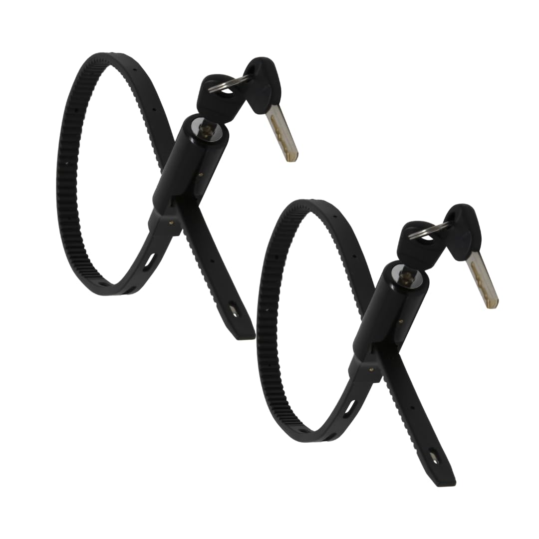 Urban August Adjustable Zip Tie Lock for Refrigerator Door Cabinet Bike Stroller Helmet - Multi-Purpose Keyed French Door Lock - Stainless Steel Fridge Lock with Key - Black, 2 Pack…