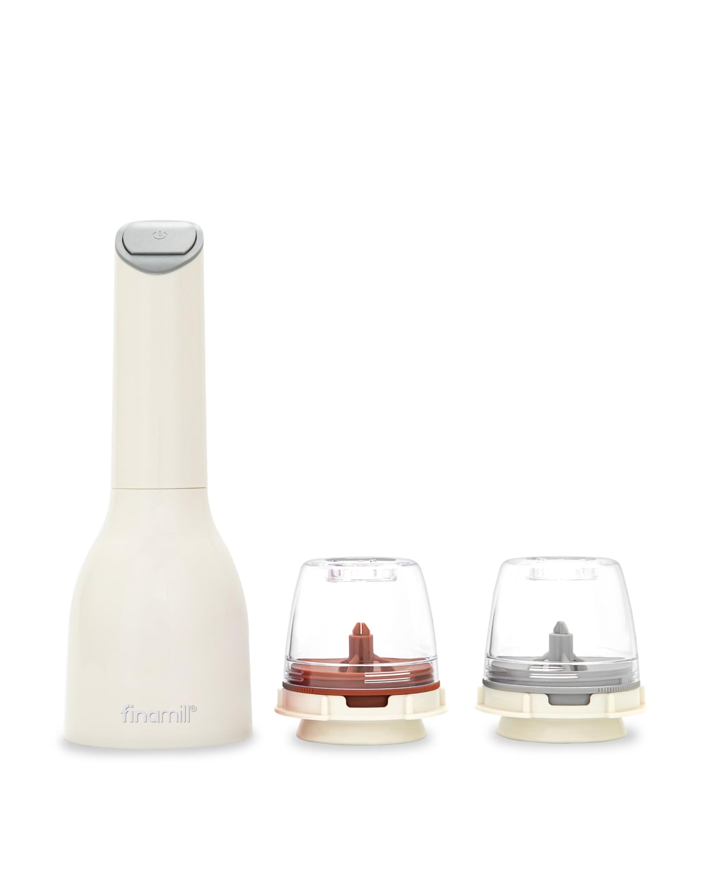 FINAMILL Grinder with 2 Pods (ProPlus & Peppercorn), Battery Operated, Soft Cream