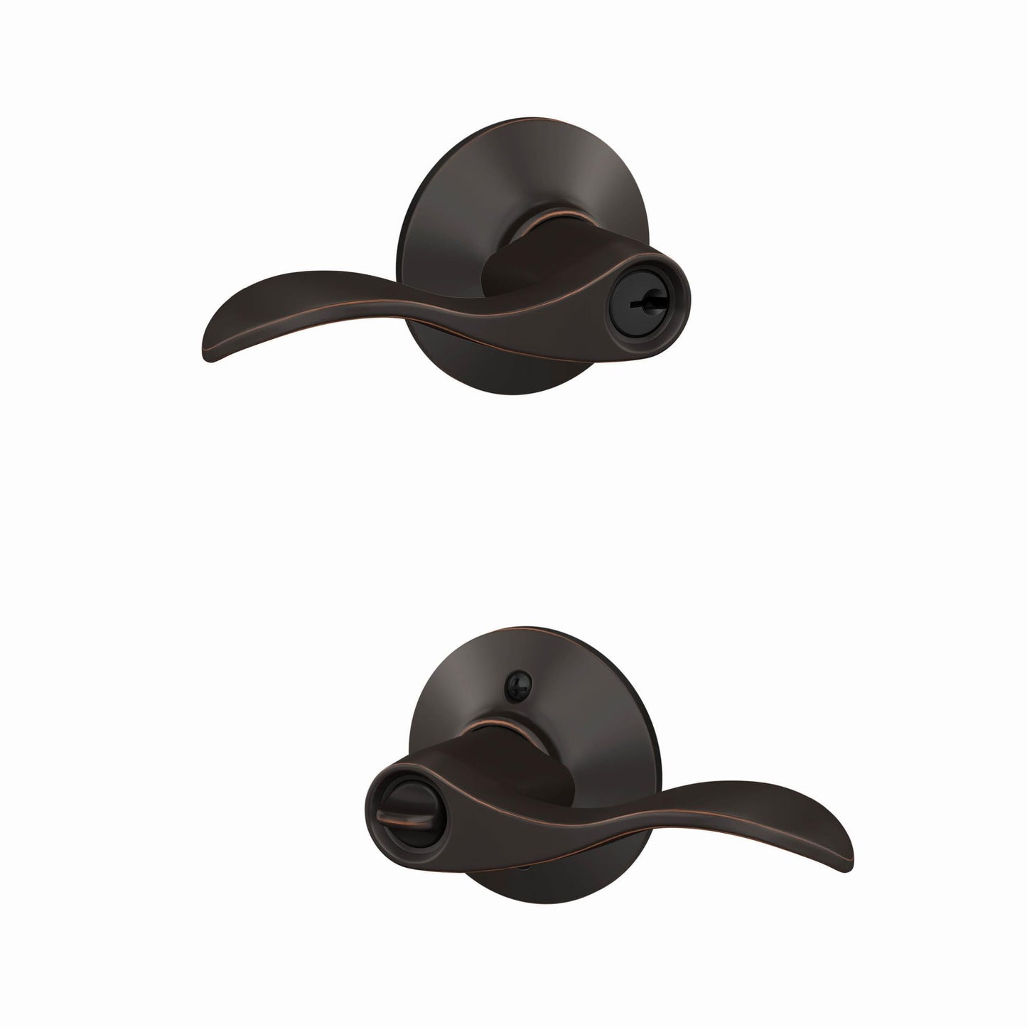 Schlage F51A Acc 716 Accent Keyed Entry Lever, Aged Bronze