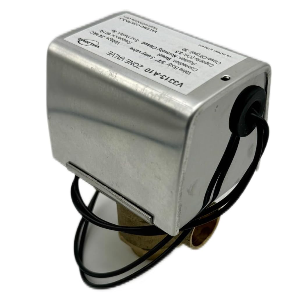 Valemo V3313-A10 Motorized Zone Valve, 3-way 3/4", Sweat, 24 VAC, No End Switch