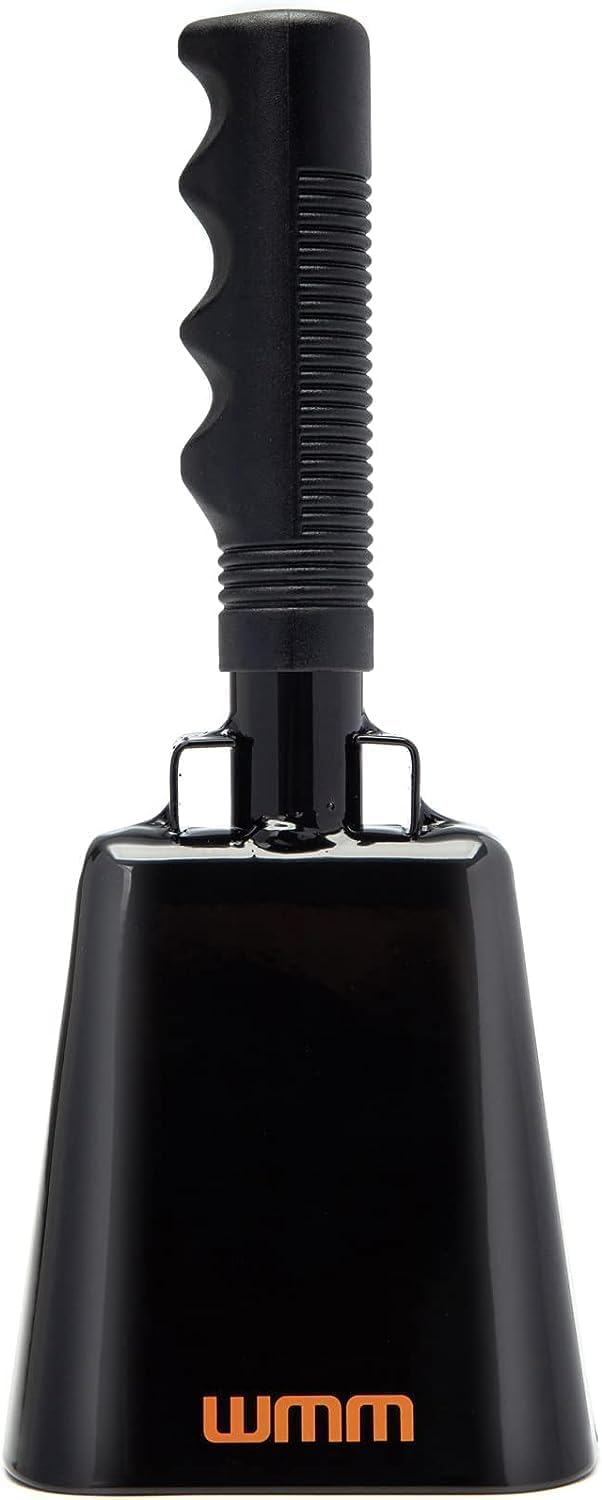 2 Pack 10 Inch Cow Bell Noise Makers Cowbell for Sporting Event Cheering Bell for Football Games Large Steel Cowbell with Handle Solid School Bells Call Bell Alarm (Black)
