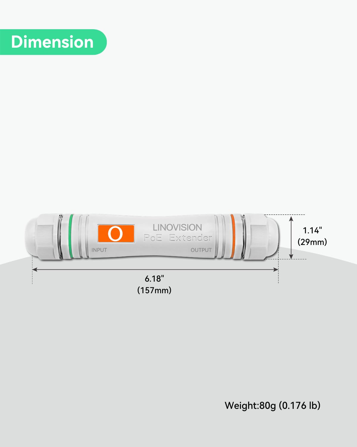 LINOVISION Long Distance Outdoor PoE Extender, Max 2600ft (800m) Power and Data Transmission Over Cat5E/Cat6 IEEE 802.3af/at Waterproof PoE Extender, PoE Repeater for IP Cameras, VoIP Phone (2 Pack)