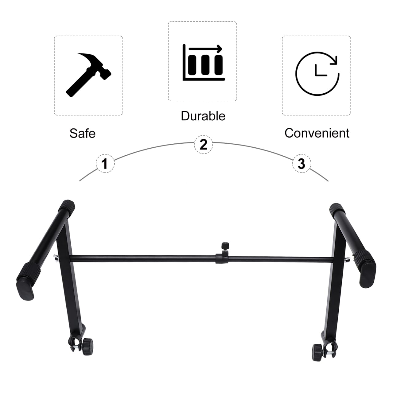 Generic Electronic Keyboard Stand Adjustable Double Braced Legs Practical Keyboard Bracket for Digital and Electronic Pianos 17.71 X 14.56 X 12.20 Inches