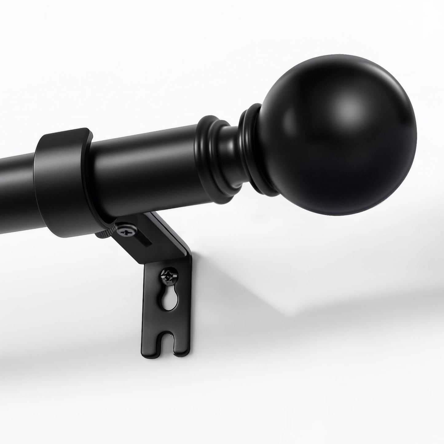 Joydeco Curtain Rod 32 to 120 Inch, 1 Inch Heavy Duty Adjustable Black Drapery Rod with Brackets, Easy Install for Living Room, Bedroom & Kitchen