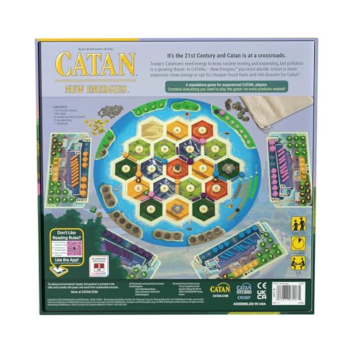 CATAN New Energies Board Game - Sustainable Resources & Strategy, Classic Gameplay with a Modern Twist! Family Game for Kids and Adults, Ages 14+, 3-4 Players, 90 Min Playtime, Made by CATAN Studio