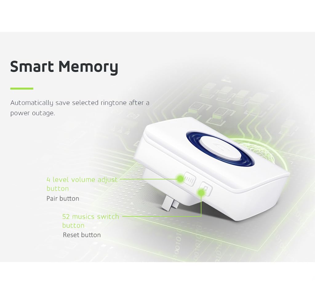 Caregiver Pager Motion Sensor Alert Room Bed Alarm and Fall Prevention for Home Elderly Kids with 1 Receiver and 1 Motion Detector
