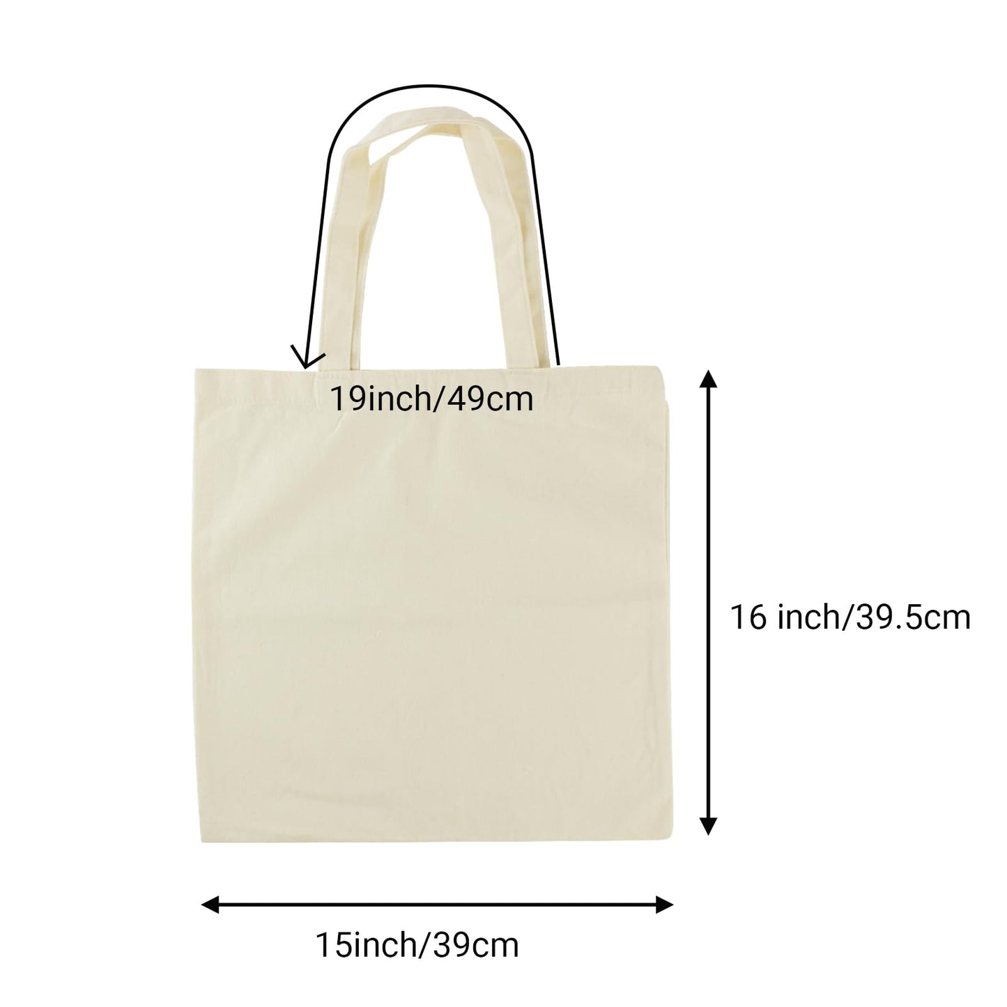 Belinlen 24pack Blank Canvas Tote Bag, 15x16Inch Cotton Tote Bag, Economical Cotton Shopping Bags Bulk,Suitable for DIY, Promotion, Gift, Shopping,Daily Use.