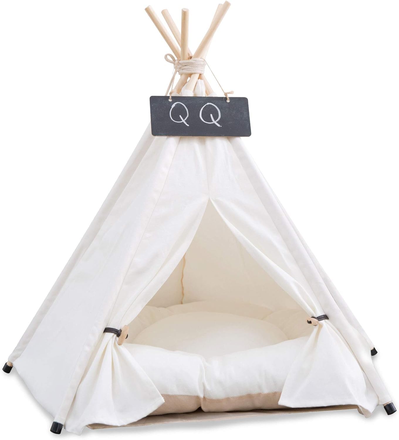 Dog Teepee Pet Tents Tipi Portable Houses Puppy Cat Bed with Thick Cushion (S:40 * 40 * 50CM)