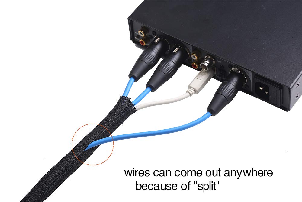 Alex Tech 25ft - 1 inch Cord Protector Wire Loom Tubing Cable Sleeve Split Sleeving For USB Cable Power Cord Audio Video Cable – Protect Cat From Chewing Cords - Black