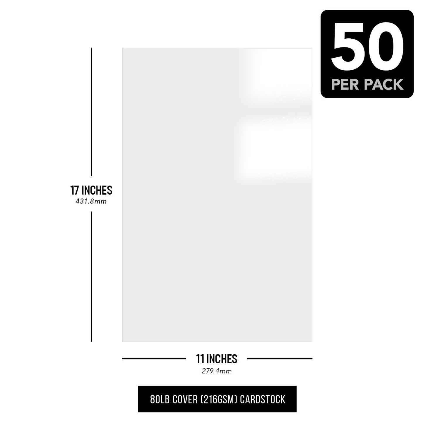 Single-Sided Heavyweight Gloss Digital Cardstock – Perfect for Color Laser Printing, Design Proposals, Flyers, Brochures | 11" x 17" | 80lb Cover | Acid Free, Glossy Coated on 1 Side | 50 Sheets