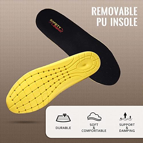 SAFETY LOONG Men's Work Boots Soft Toe Rubber Sole Slip Resistant Full Grain Nubuck Leather Waterproof Comfortable Construction Boots 11
