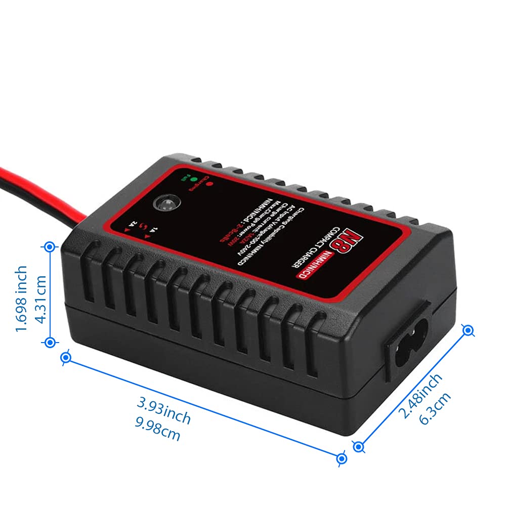 MMOBIEL Intelligent Charger for 2S-8S 2.4-9.6V Nimh/NiCD/LiPO Batteries - Drone/RC Cars/Airsoft Guns/Boat Standard Incl. Mini Tamiya Connection and Alligator Clips