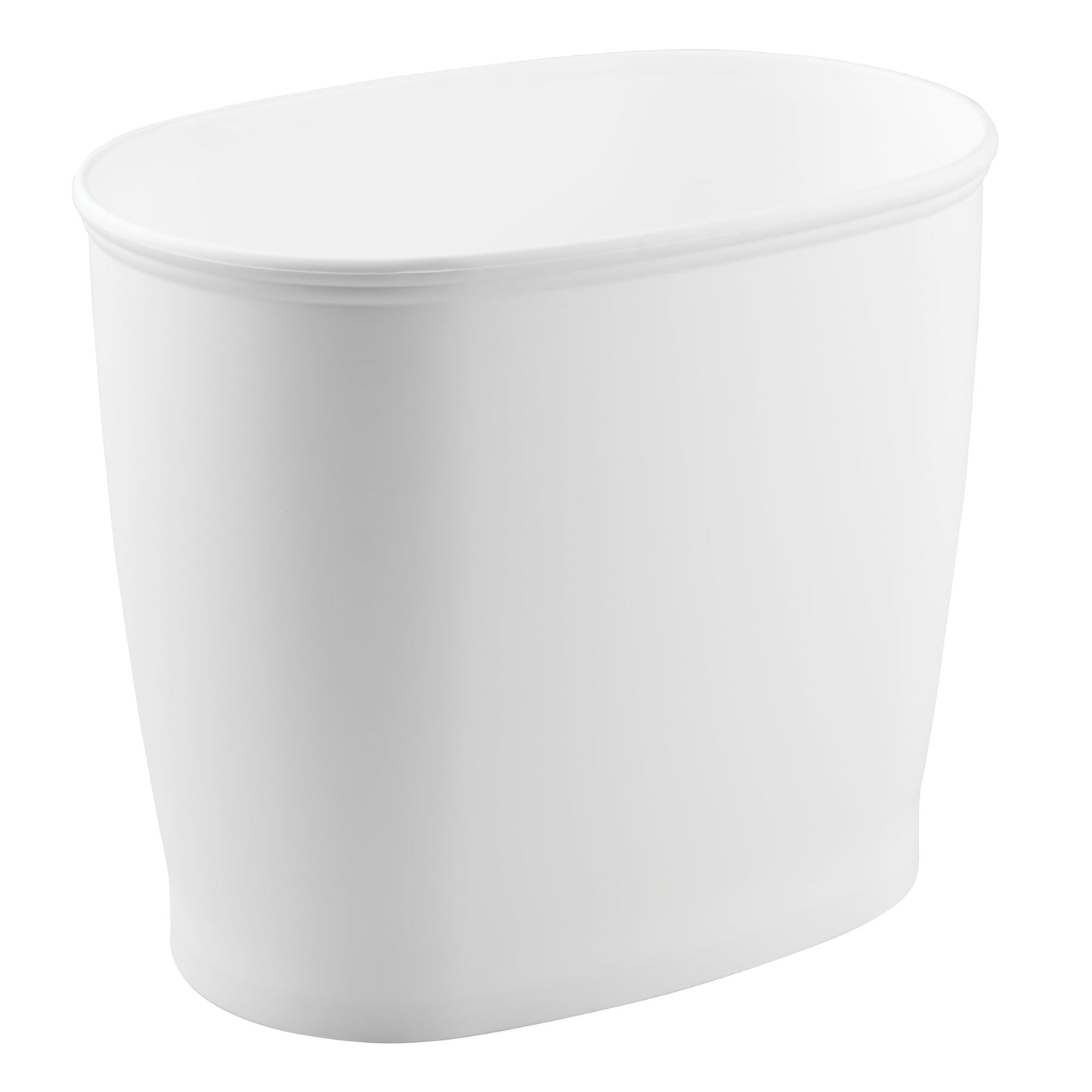 iDesign Kent Bathware, Oval Wastebasket Trash Can for Bathroom, Kitchen, Office - White