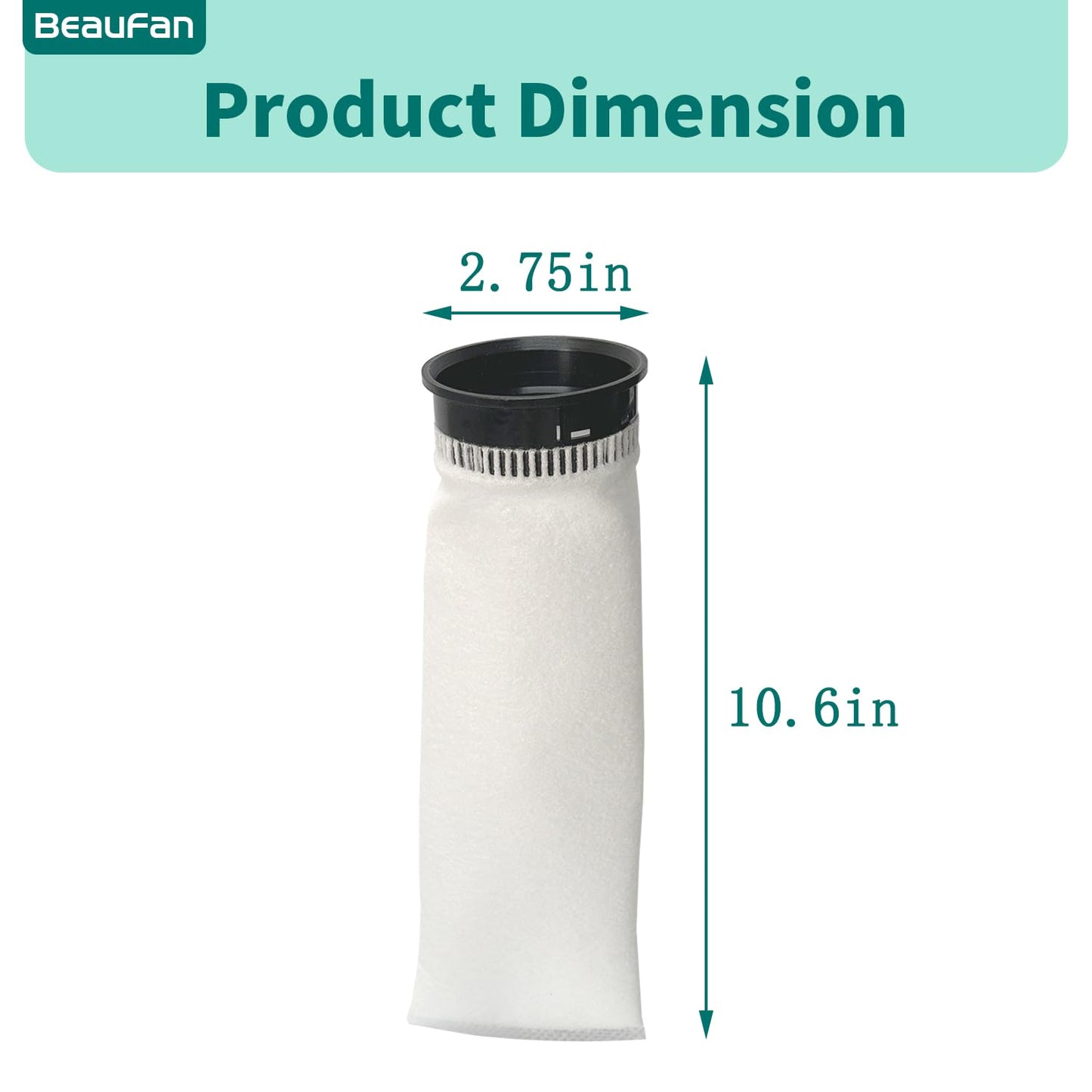 beaufan 12 Pack 2.75 Inch 225 Micron Filter Sock Fits Waterbox, Eshopps, Fiji Cube Aquarium Models, and All 2.75" Filter Sock Holders