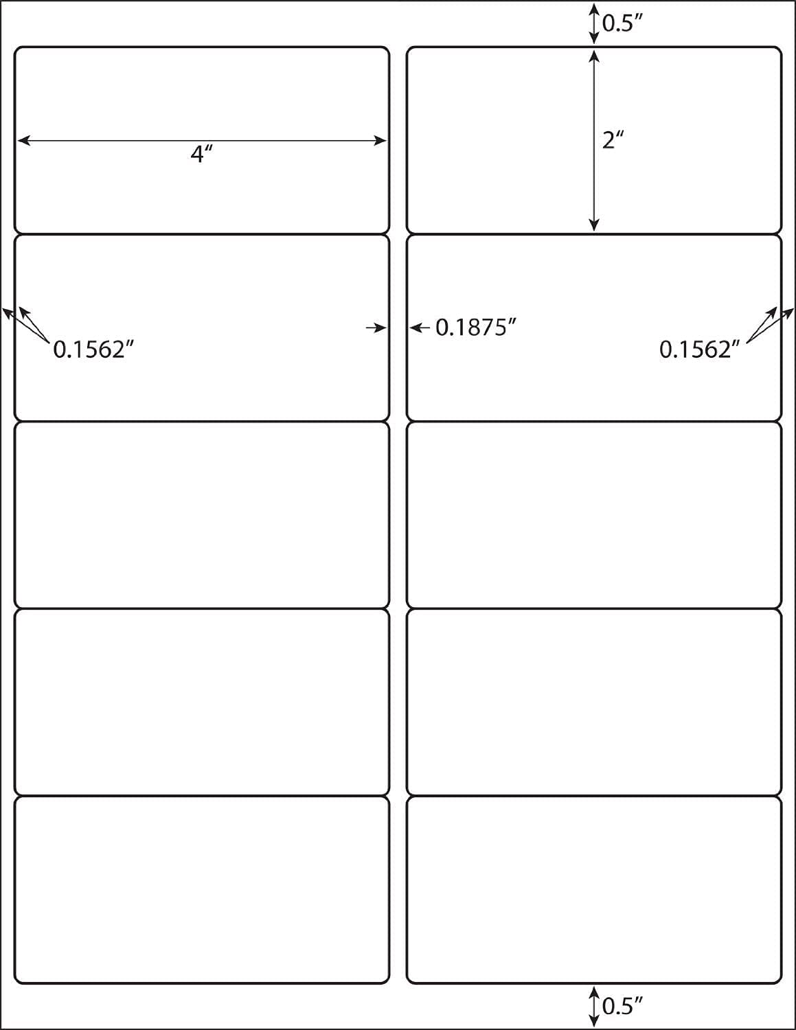 RBHK 2x4 Shipping Address Labels - 10 Labels per Sheet, 500 Sheets, 5000 Labels - Printable Sticker Labels for Laser/Inkjet Printer - Permanent Adhesive Mailing Labels