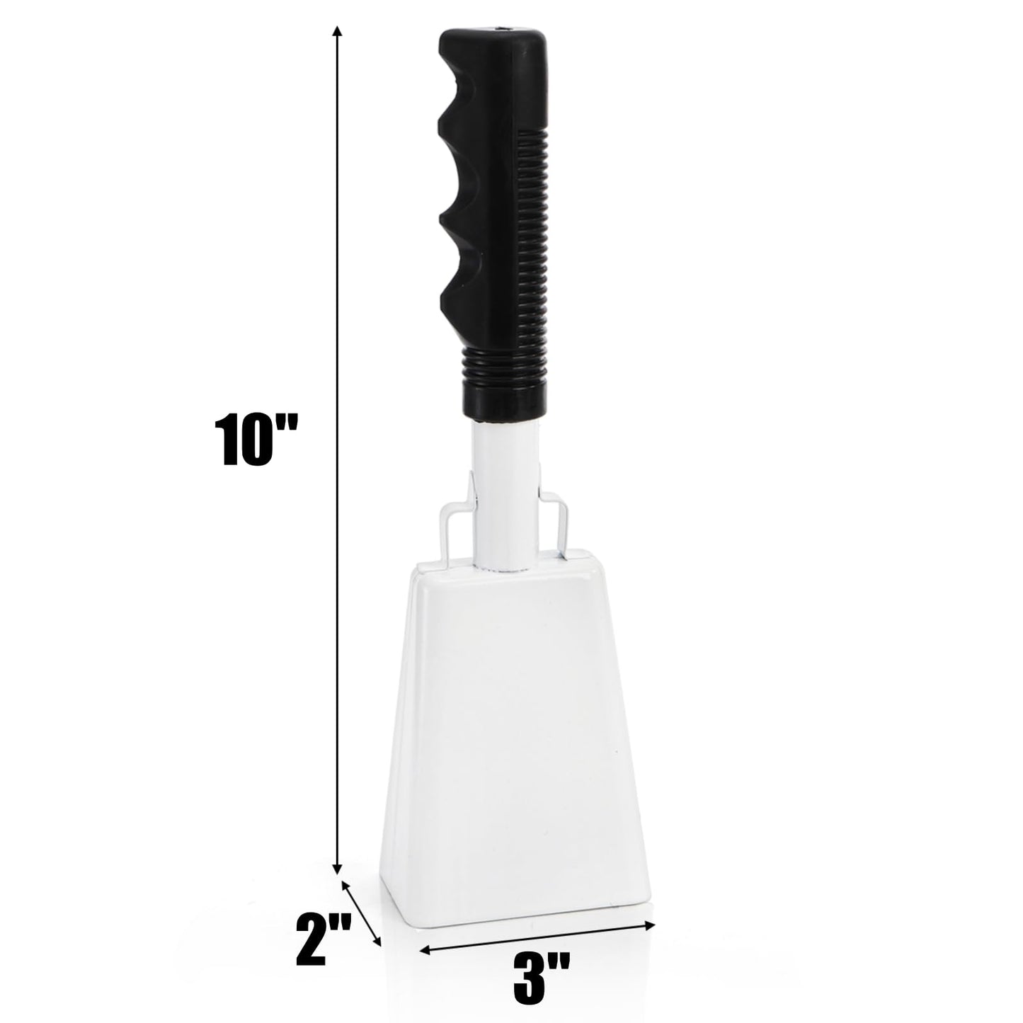 Peohud 6 Pack Cowbell with Handle, 10 Inch White Cow Bell for Sporting Events, Loud Cheering Bell Percussion Noise Makers for Football Games, Stadiums, Party, Concert