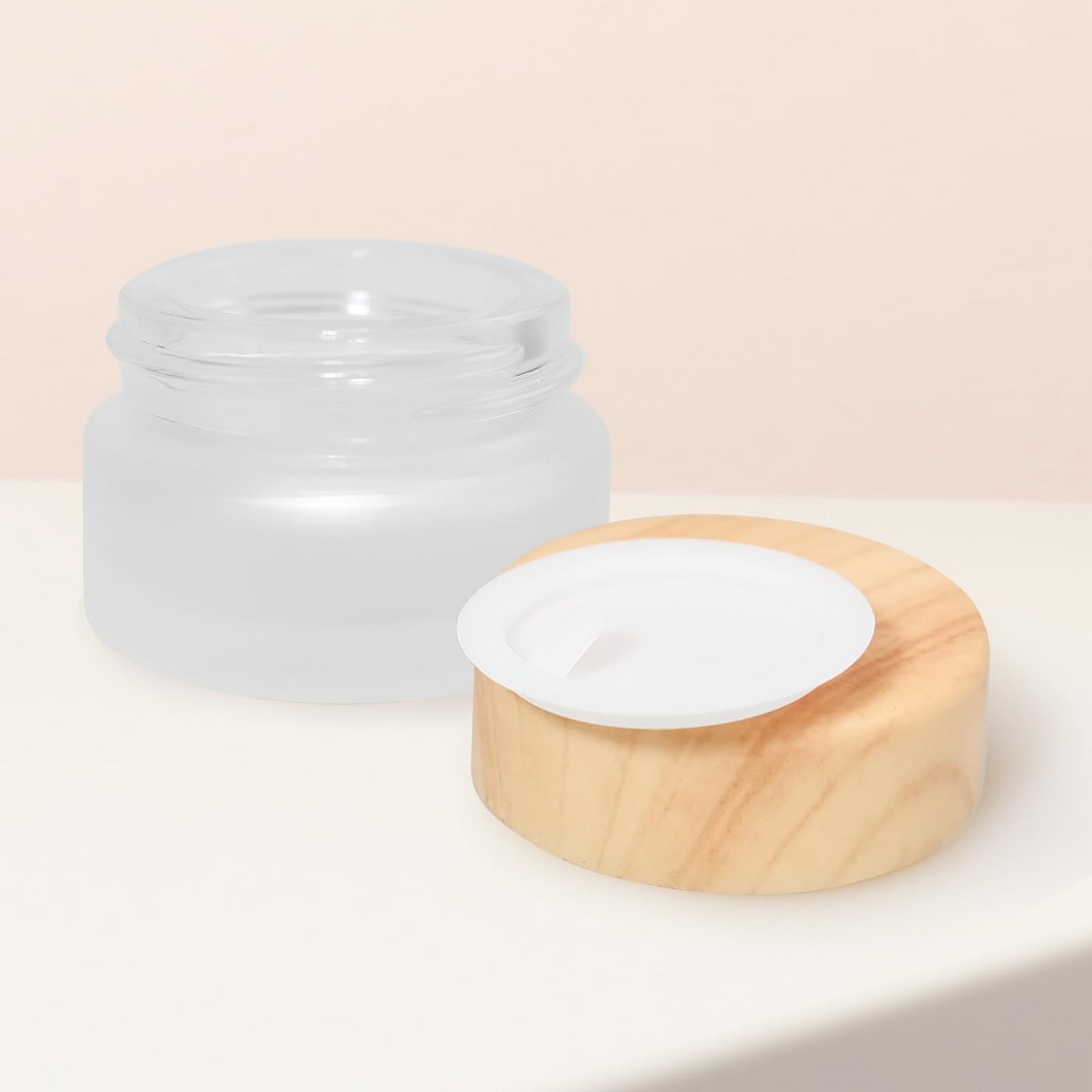 64 Pcs Glass Cosmetic Containers 5 Grams Round Frosted Cosmetic Jars with Leak proof lids Empty glass sample Jars Scrub Balm Lotions Sample Containers for Makeup Lotion Lip Balm Eye Cream