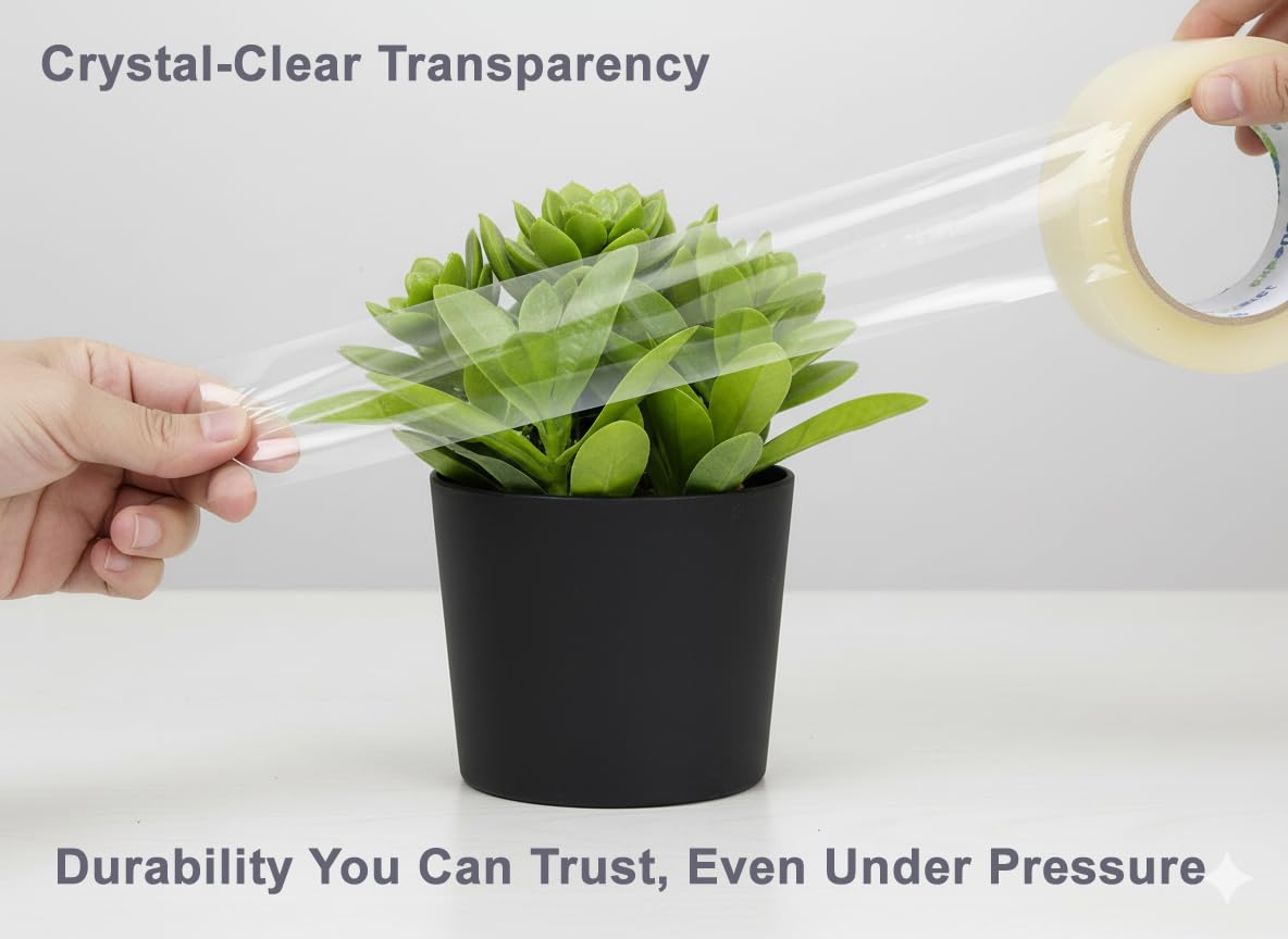 Exponet Clear Packing Tape 24 Rolls, (1.88 Inch x 60M) 65.61 Yards, Heavy Duty Strong Adhesive Shipping Tape for Packing, Moving, Packaging and Office Use, Proudly Canadian