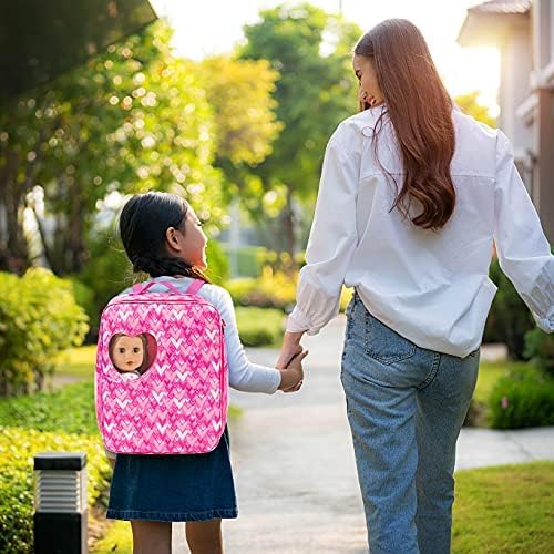 18 Inch Girl Doll Carrier Bag with Doll Clothes and Accessories,Including Dress, White Cloth Doll Shoes ,Doll Backpack, Sunglasses, Toy Lamb