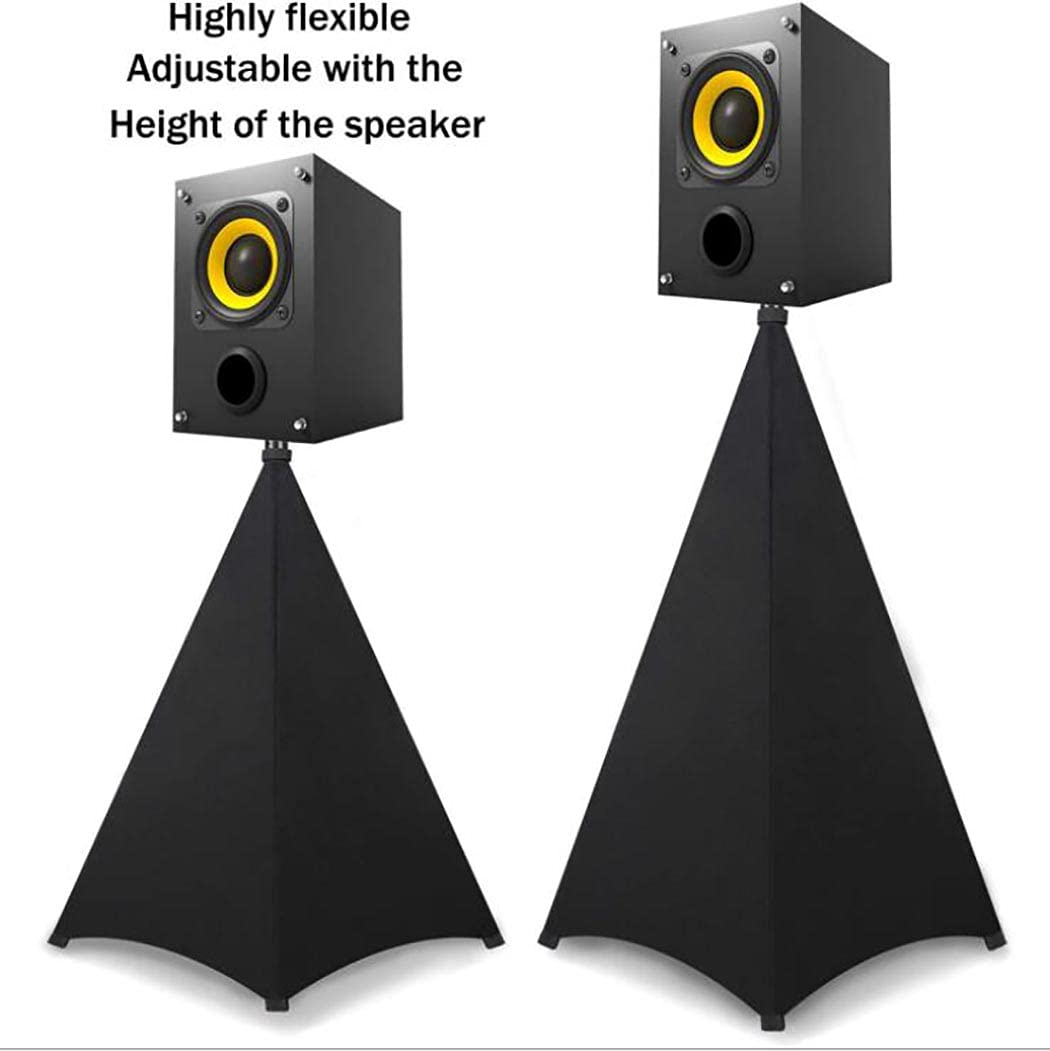 J&C 2 Pcs Speaker Stand Cover Tripod Stand Scrim Triple 3 Sided DJ Speaker Spandex Stretch Cover Light Stand Skirt Protection Cover for Indoor and Outdoor Use (Black)