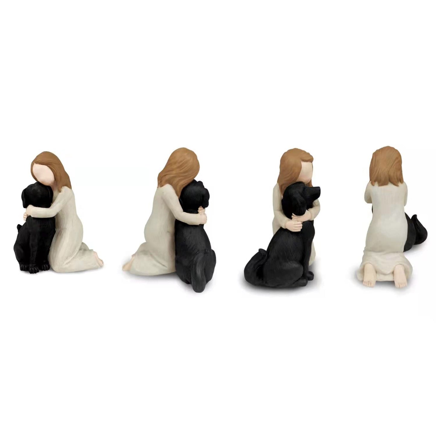 Hensonever Black Dog Angel Figurines, Angel of Friendship Dog Memorial Gifts for Dog Lovers