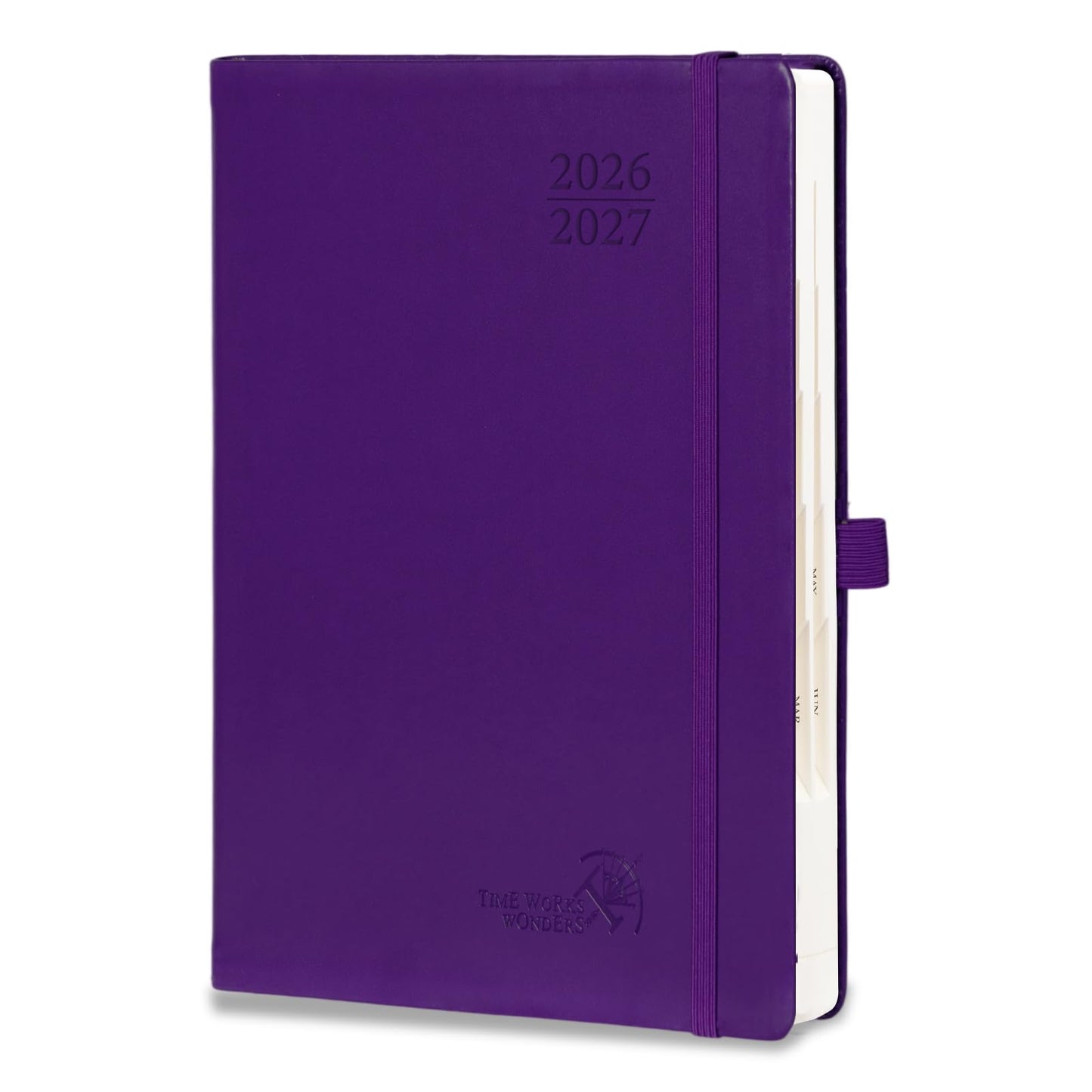 POPRUN Daily Planner 2026-2027 One Page per Day, (A5 Size 5.7" x 8.5") Academic Planner (July 2026 - June 2027) Hourly Appointment Book with Vegan Leather Hardcover, Monthly Tabs & Inner-pocket - Purple