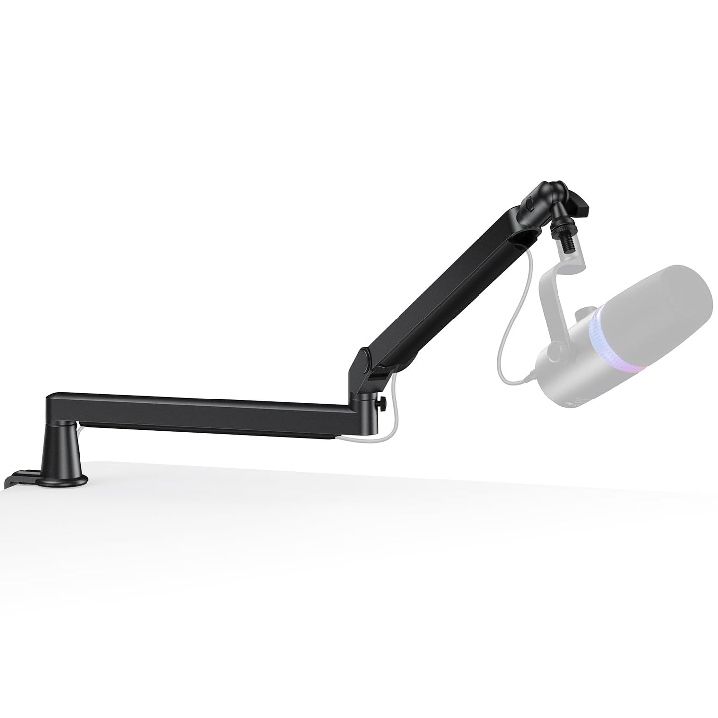 Low Profile Mic Arm, Cable Management Microphone Boom Arm, Full Aluminum Adjustable Mic Stand with Desk Clamp, 360°Rotatable Heavy Duty Microphone Stand for Streaming, Podcasting, Recording