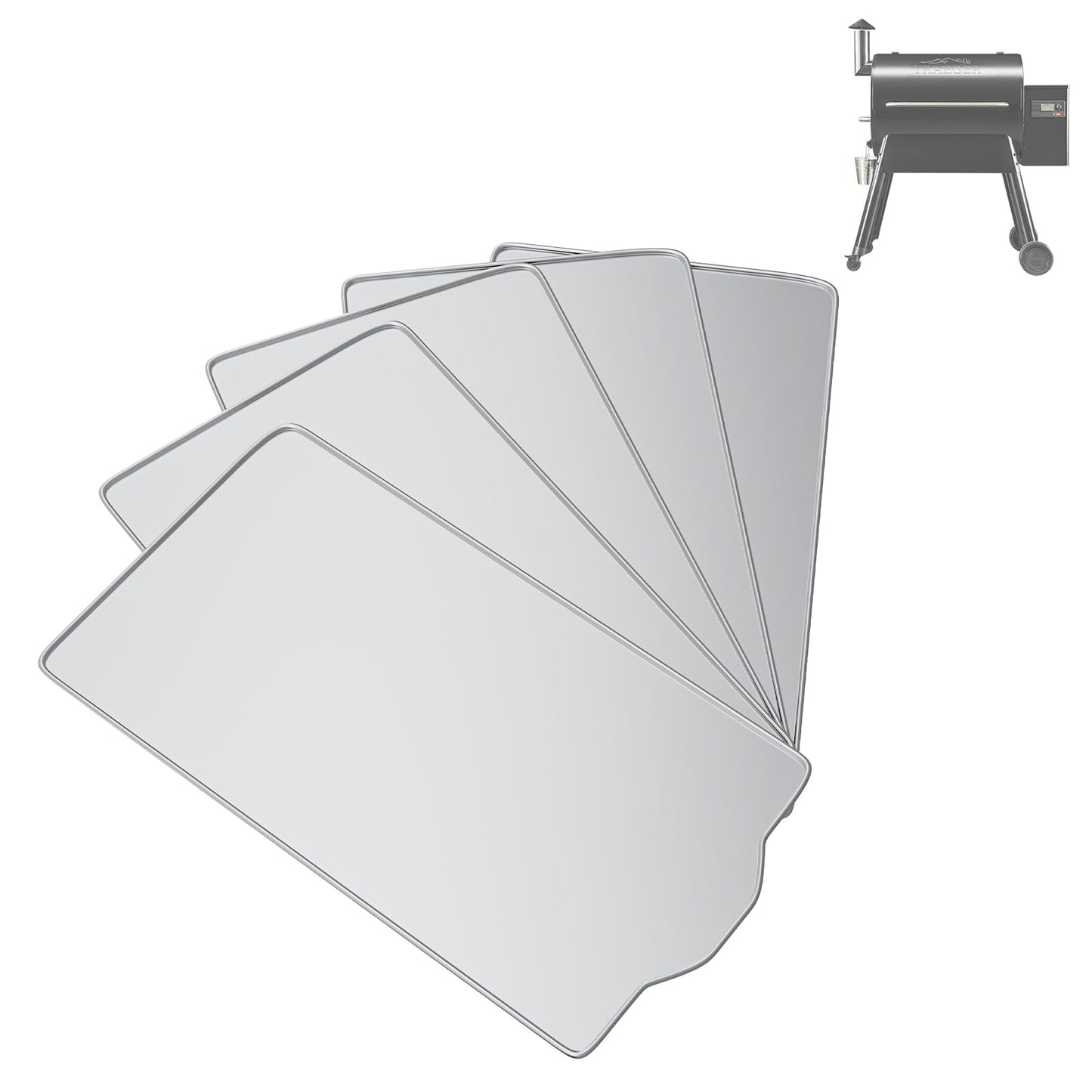 AJinTeby 5 Pack Drip Tray Liners for Traeger Pro 780 Pellet Grill, BAC520 Drip Tray Liners, Heat-Resistant Foil Liners, Aluminum Tray for Catching Grease, 27.5" x 15.4"